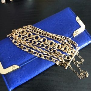 Charlotte Russe Blue Wristlet w/Gold Hardware